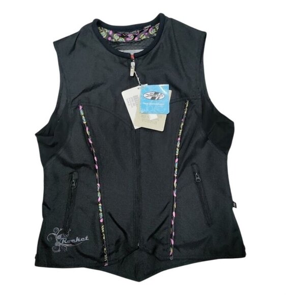 NWT Joe Rocket Black Paisley Accent Zippered Pockets Riding Vest Women's Size M - Picture 1 of 14